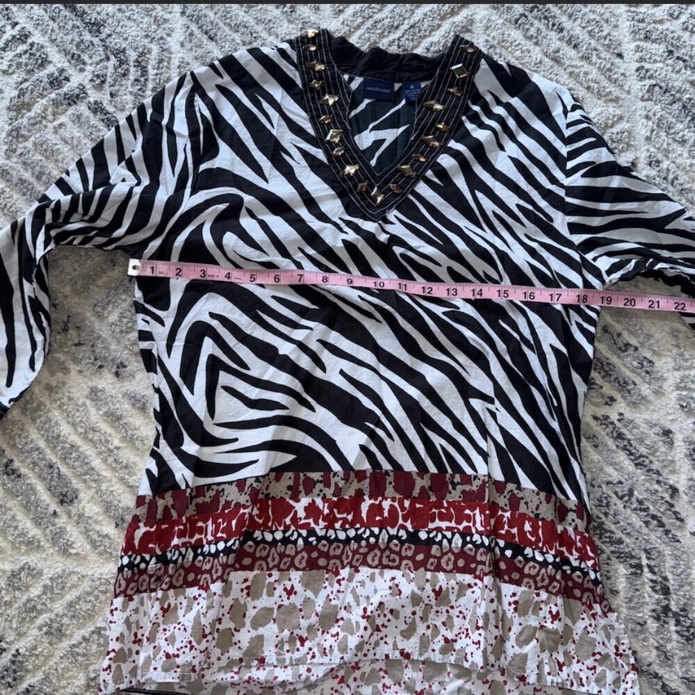 Zebra Aztec Westbound Women's Top 100% Cotton Medium - Picture 4 of 9